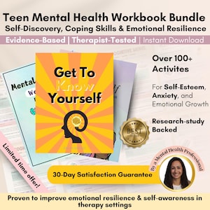 Teen Mental Health Workbook Bundle | Teen Anxiety, Self-Esteem, Trauma Therapy, Activities for Teen Counseling Therapy Groups | Teen Therapy