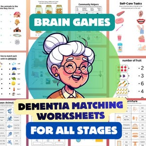 Cognitive Care Matching Worksheets – Brain Activities for Dementia Memory Loss