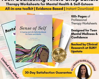 Teen Therapy Worksheets Bundle | Mental Health, Coping Skills (Instant Download)