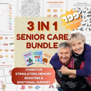 Seasonal 3-in-1 Senior Care Workbook Bundle | Cognitive Stimulation, Memory Boosting & Emotional Support | Christmas, Thanksgiving