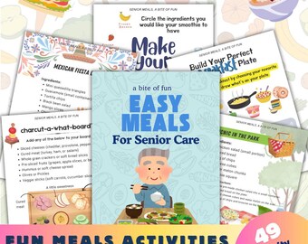 Actividades para adultos mayores sobre la preparación de comidas / Flexibilidad mental, salud cerebral (Imprimible)
