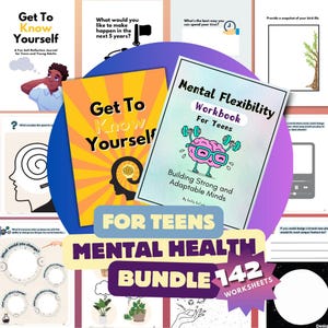 Teen Mental Health Workbook Bundle | New Mental Flexibility & Coping Skills Activities for Teen Counseling, Self-Reflection, Skill Building