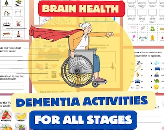 Dementia Activities Worksheets for Seniors: Cognitive Exercises (Digital Download)