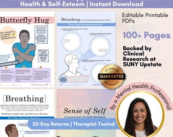 Teen Therapy Workbook Bundle – Anxiety & Self-Esteem Worksheets (Digital Download)