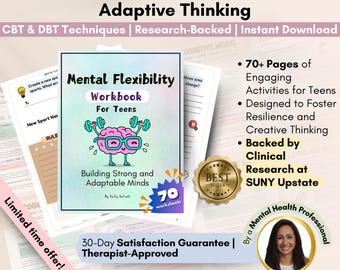 Libro de ejercicios de flexibilidad mental para adolescentes, TCC/DBT, habilidades de afrontamiento (descarga digital)