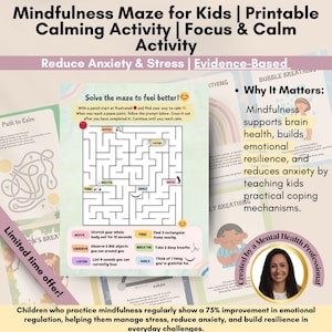 Mindfulness Maze for Kids - Printable Calming Activity, Therapy Tool, Self-Regulation, Emotional Learning, Calm Down Corner, Anxiety Relief
