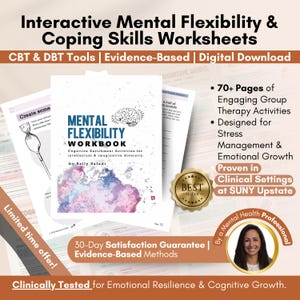 Arbeitsbuch für psychische Gesundheit | CBT & DBT Arbeitsblätter bündeln | Erwachsenentherapie Arbeitsbuch | Angstbewältigung für Erwachsene, ADHS für Erwachsene, Traumatherapie für Erwachsene