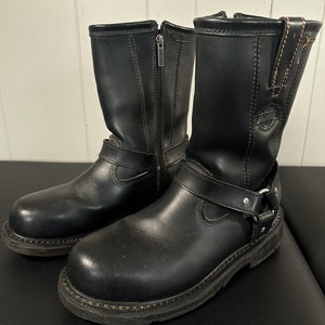 Harley Davidson Bill Black Steel Toe Motorcycle Tall Boots Leather Men 9 D95328