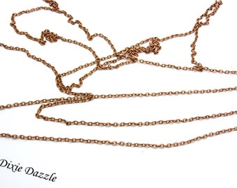 30 feet dainty chain, antiqued copper chain, cable chain, loose chain, small link chain for photo jewelry,bridal jewelry,unfinished chain