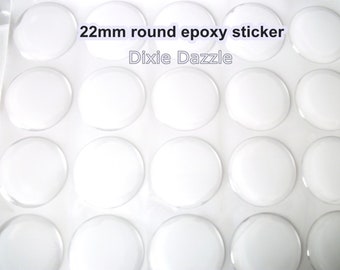 100 22mm round Epoxy dome stickers, epoxy dot, domed cabochon, non yellowing self adhesive stickers, craft sticker, easy peel,jewelry seal