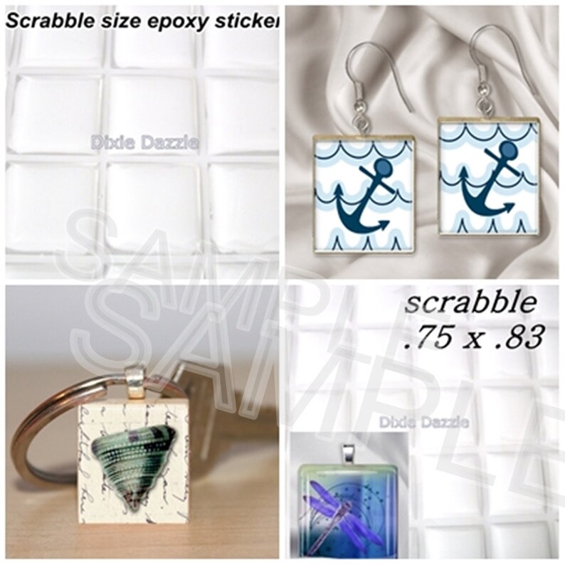 400 rectangle scrabble epoxy stickers USA shop Scrabble earring epoxy tile Scrabble seals .75x.83 inch scrabble tile 3D epoxy seals