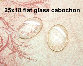 18x25 mm Oval glass cabochons for cameo jewelry, 10 25x18mm domed glass cabochon, flat back glass jewel, oval glass inserts