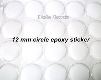 Circle epoxy Earring cabochon, 20 pcs 12mm epoxy seal, small epoxy sticker for jewelry, tie tack, lapel pin, resin cabochon, USA seller
