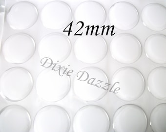 48 42mm clear round resin epoxy stickers, mirror seal, pill box, badge cover, large circle cabochon, round epoxy sticker, photo jewelry