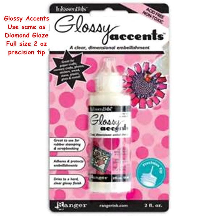 Glossy Accents, Large Bottle, 2 Oz, RANGER Inkssentials Glossy Accents,  Diamond Glaze Substitute, Clear Gloss,scrapbooking, Jewelry Glaze 