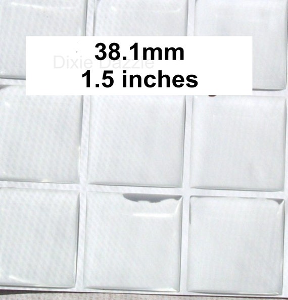 1.5/" - Square Clear Epoxy Stickers 3//2/" FREE SHIPPING 38.1mm 1.5 inch