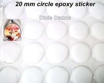 60 pieces 20mm circle cabochon, domed cabochon, round sticker, clear self adhesive covers for scrapbooking, crafts and jewelry, Dixie Dazzle