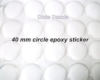 98 pcs Badge and button supplies, large round 40 mm epoxy resin drops cabochon, self adhesive stickers for crafting, scrapbooking, jewelry.