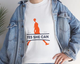 Yes She Can Women's Sports Tee - Empowering Women's Basketball & Girls in Sports, Caitlin Clark Inspired, WNBA Tee Shirt, Indiana Fever
