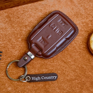 Luxury Handmade Leather Key Fob Cover for Chevy Colorado, Key Fob Cover Fits Chevrolet Silverado High Country  Z71/ZR2 LT WT , Birthday Gift