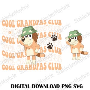 クールなおじいちゃん PNG、ブルーイ風おじいちゃんクリップアート、面白いおじいちゃん PNG、父の日ブルーイ、ブルーイおじいちゃんデジタルファイル