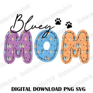 Mamá Azul Png, Letras Coloridas de Mamá Clipart para Sublimación, Descarga Digital para el Día de la Madre, Regalos para el Día de la Madre