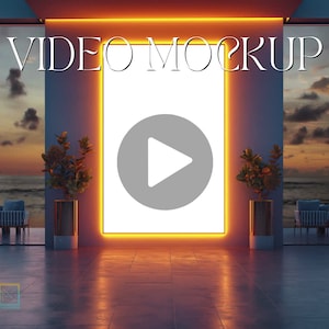 Unique Video Frame Mockup, for Wall Art, ISO A1 Vertical 2:3 Animated Natural Beach Scene, PSD Smart Object Mp4, Illuminated Frame, RV1P