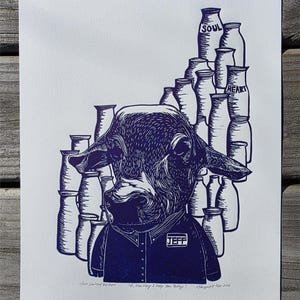 Original Print, Hand Pulled Print, &quot;Hi, How May I Help You Today?&quot;, Linocut Print, Relief Print, Limited Edition, Wood cut Print