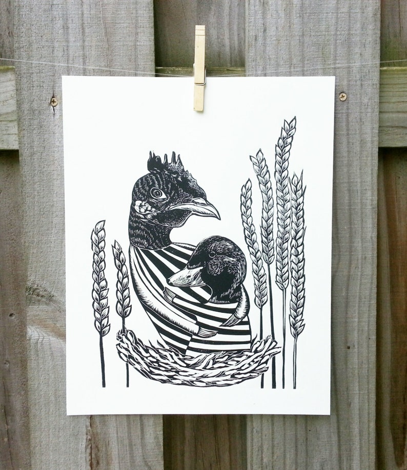 Original Hand Pulled Print, Love You No Matter What, Linocut Print, Relief Print, Limited Edition, Block Print image 1