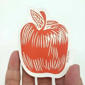 Apple Aufkleber - Original Linolschnitt Vinyl Aufkleber
