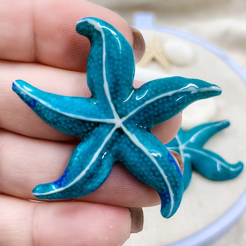 Starfish Needle Minder Keychain Magnetic Cross Stitch Accessory Scissor Fob Zipper Pull Floss Ring