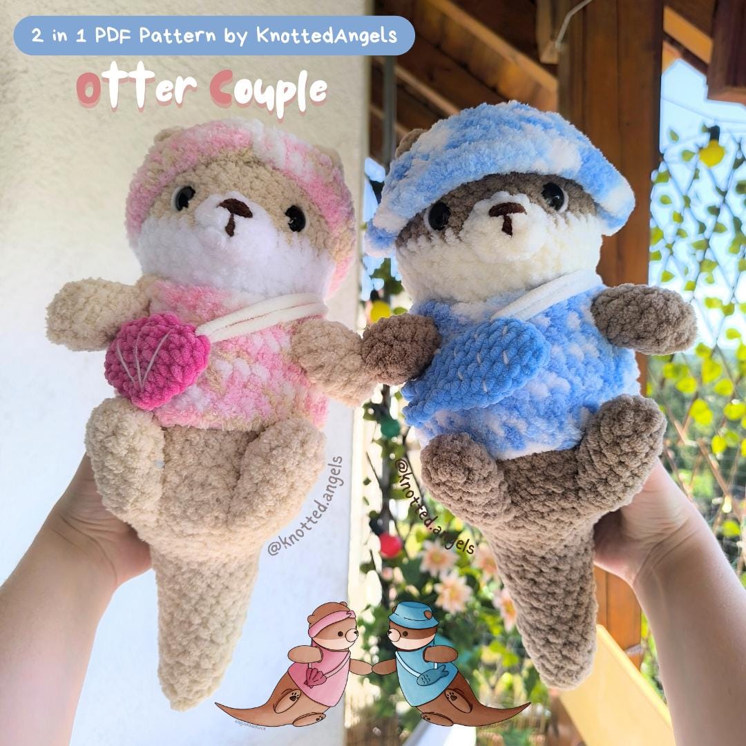 39 Otter Crochet Patterns for Cute Gifts, Nursery Decor, and Pocket-Sized Amigurumi 38 Amigurumi Pattern "Otter Couple"