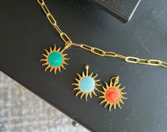 Anklet Sunshine 24k Gold Plated Charm Teal / Light Blue / Orange