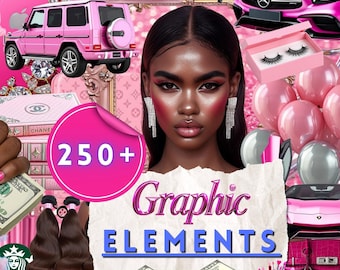 Pink Graphic Elements: 250+ Ebook Images, Clip Art (PNG)