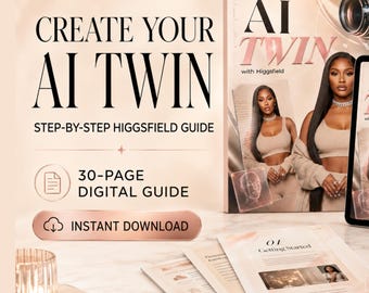 AI Twin Higgsfield Guide | Create Realistic AI Avatar Photos & Videos | Step-by-Step Digital Tutorial | Prompt Guide | Instant Download