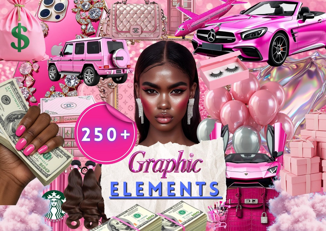 Pink Graphic Elements: 250+ Ebook Images, Clip Art (PNG) - Etsy
