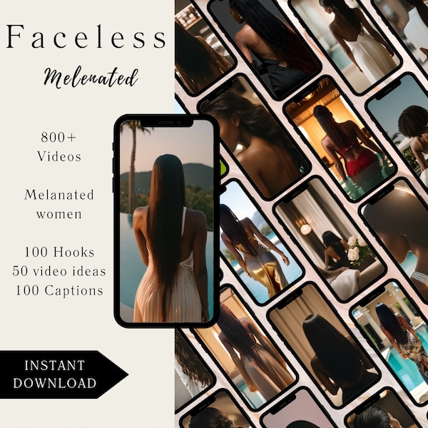 Faceless Video Reels: Melanin Women of Color, PLR (Digital Download)