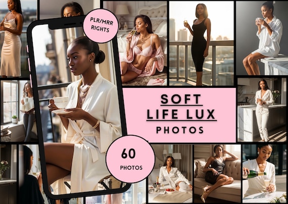 Soft Life Luxury Stock Photos Bundle | Black Woman Lifestyle Content (PLR/MRR)