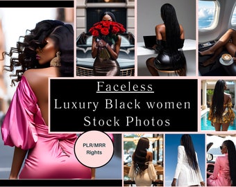 Luxury Black Women Faceless Stock Photos, PLR MRR (100+ Images) (Digital Download)