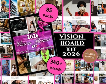 2026 Vision Board Kit | Melanin Women, Goals, Affirmations (Digital Download)