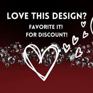 May include: A white heart with a handwritten style is surrounded by sparkling silver diamonds. The text "LOVE THIS DESIGN? FAVORITE IT! FOR DISCOUNT!" is written in white on a black background.