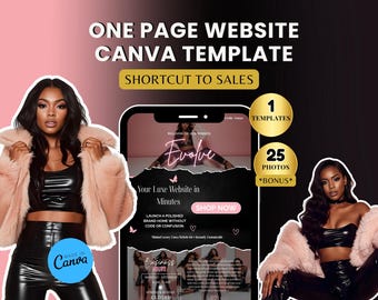 Luxury One Page Website Canva Template | Feminine Sales Page Design (Digital Download)