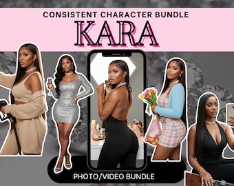 Consistent AI Character Photo Bundle • Kara Avatar Pack • 100 Lifestyle Images + 30 Reels • Baddie AI Twin for Influencers & Brands