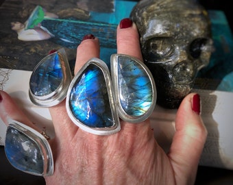 Labradorite Statement Rings - US Sizes 5-9