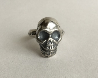 Skull Ring No. 2 - Sand Cast Solid Sterling Silver - US 8.5