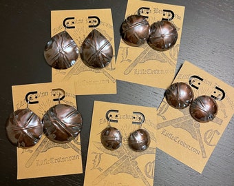 Copper Foldformed Domed Fixed Sterling Silver Wire Earrings