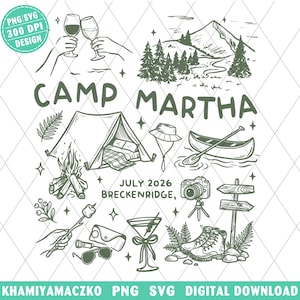 Camp Bachelorette PNG, Custom Camping Girls Trip, Breckenridge Mountain Weekend, Hiking and Wine Clip Art, Digital Download