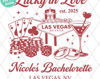 Lucky in Love Las Vegas Bachelorette Shirt 2025, Custom Vegas Bach Party Tee, Retro Casino Theme Girls Trip, Gambling Wedding Squad