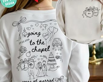 Going to the Chapel Png, Bride Sweatshirt Png, Custom Wedding Doodle, Retro Bride To Be Shirt, Bachelorette Party Design, Coquette Bow