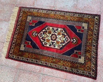 3x5 Handmade Wool Turkish Area Rug, Anatolian Small Rug, Rustic Home Rug